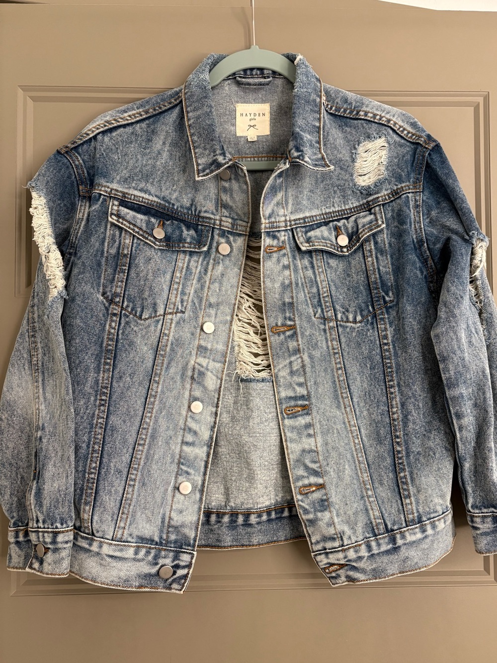 Hayden Girls | Distressed Denim Jacket | Light Wash